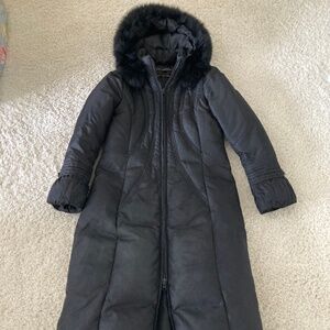 Via Spiga Black Maxi Hooded Coat Size Small